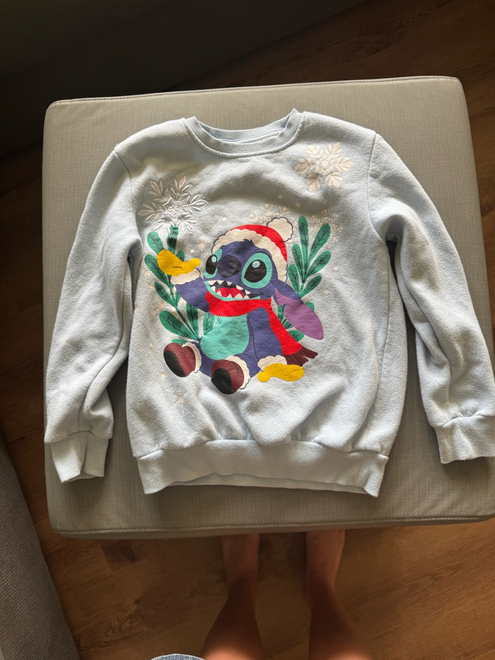 Disney Light Blue Stitch Holiday Crewneck Sweatshirt